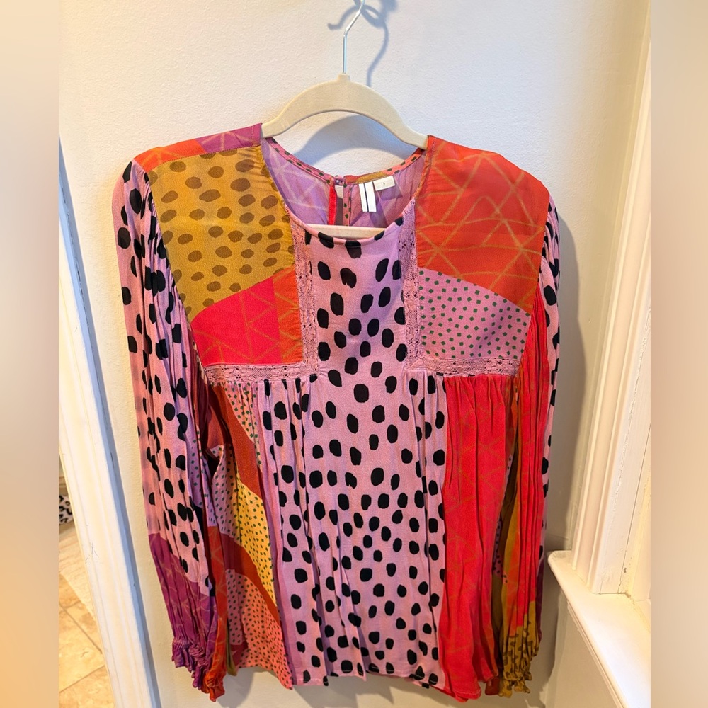 Anthropologie Colorful Polka Dot Women's Top size L